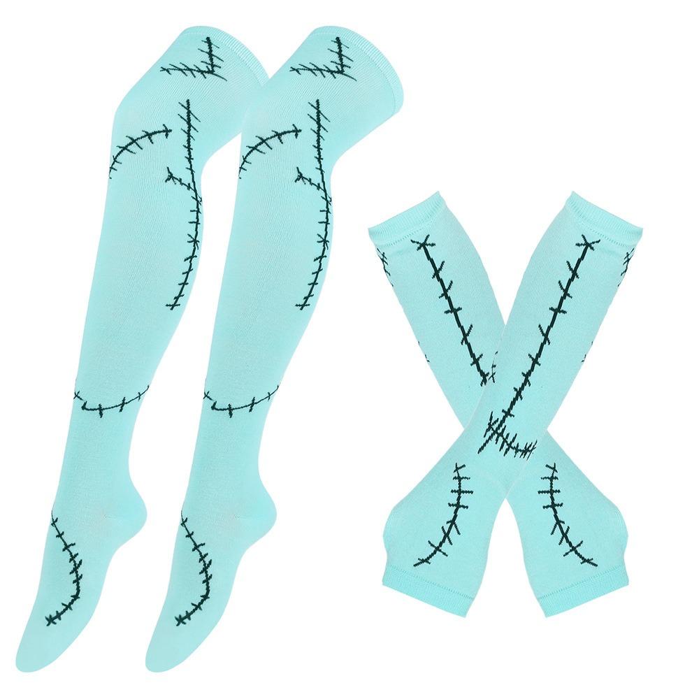 Cotton Knee High Socks Halloween Fingerless Gloves New Arm Warmer