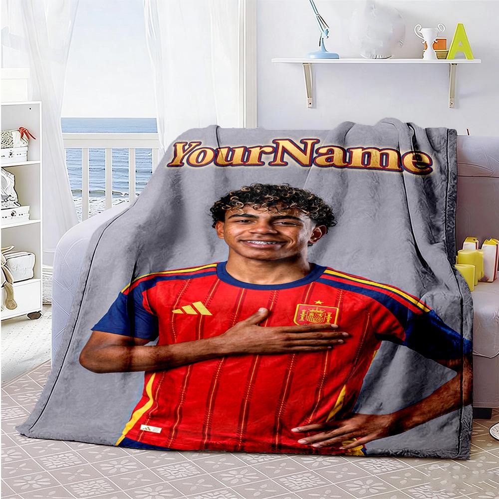 Lamine Yamal 32 Personalized Text Blanket Cozy Customizable Blanket Warmthful Decor Suitable for Chair Bedding Picnics Couch Four Seasons Universal