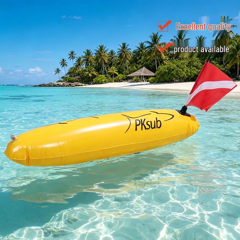 High-Visibility Yellow Inflatable Diver Safety Buoy with Flag