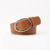 Women's Oval Buckle Leather Belt - Fashion Wide Waistband for Jeans, Minimalist Style 1pcs