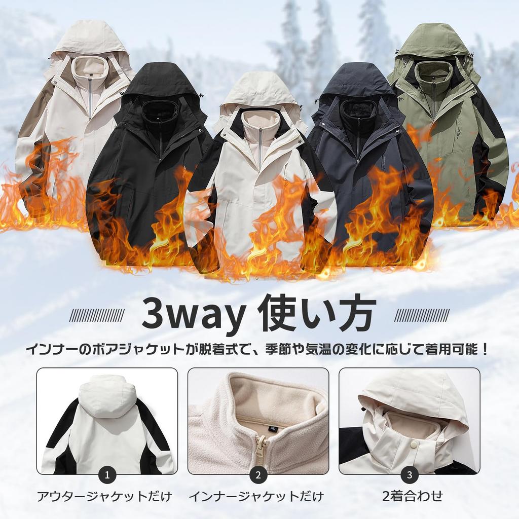 Флисовая куртка 3в1 Водоотталкивающая горная парка Одежда для скалолазания 3WAY Ветровка Ветрозащитная горная куртка Защита от холода Верхняя одежда Рыбалка Весна