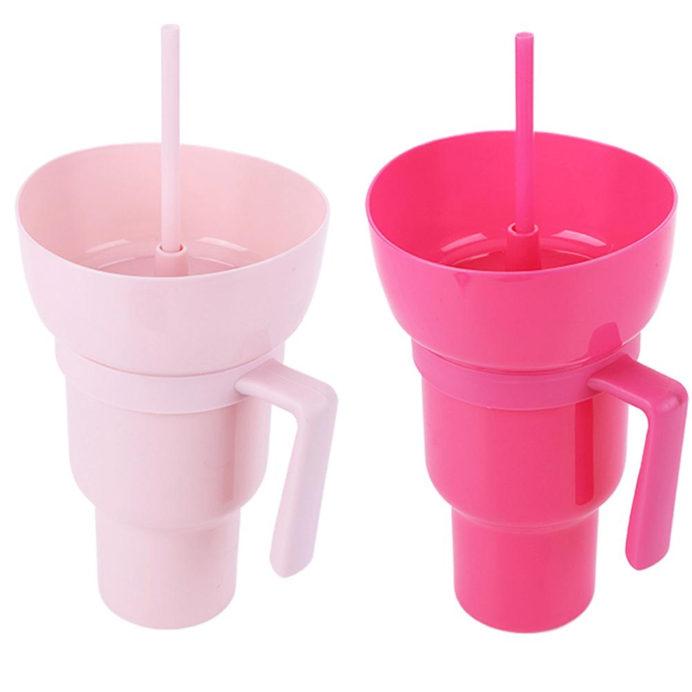 2 шт. 1000 мл Портативный тамблер с миской для закусок Креативная чашка для закусок Многоцелевой Многофункциональный Тамблер для стадиона Чашка и миска Комбо