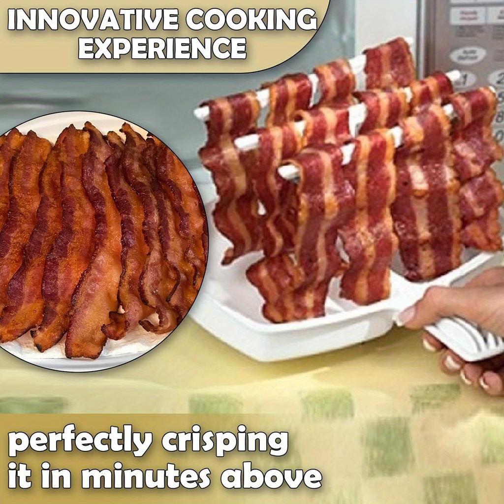 Microwave Bacon Rack, Reusable Tray, Oil Drainage, Healthier Crispy Bacon Cooker for Home, Outdoor, Commercial Use