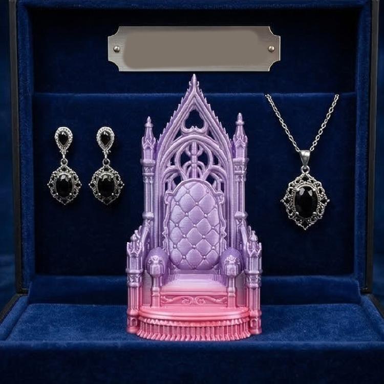 3D-печатный готический мини-трон, поделка, офисное украшение, высота 11 см, декоративная фигурка