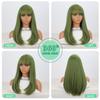 Синтетический длинный прямой зеленый парик с челкой, натуральный вид, термостойкий парик из волокна для женщин, ежедневное использование