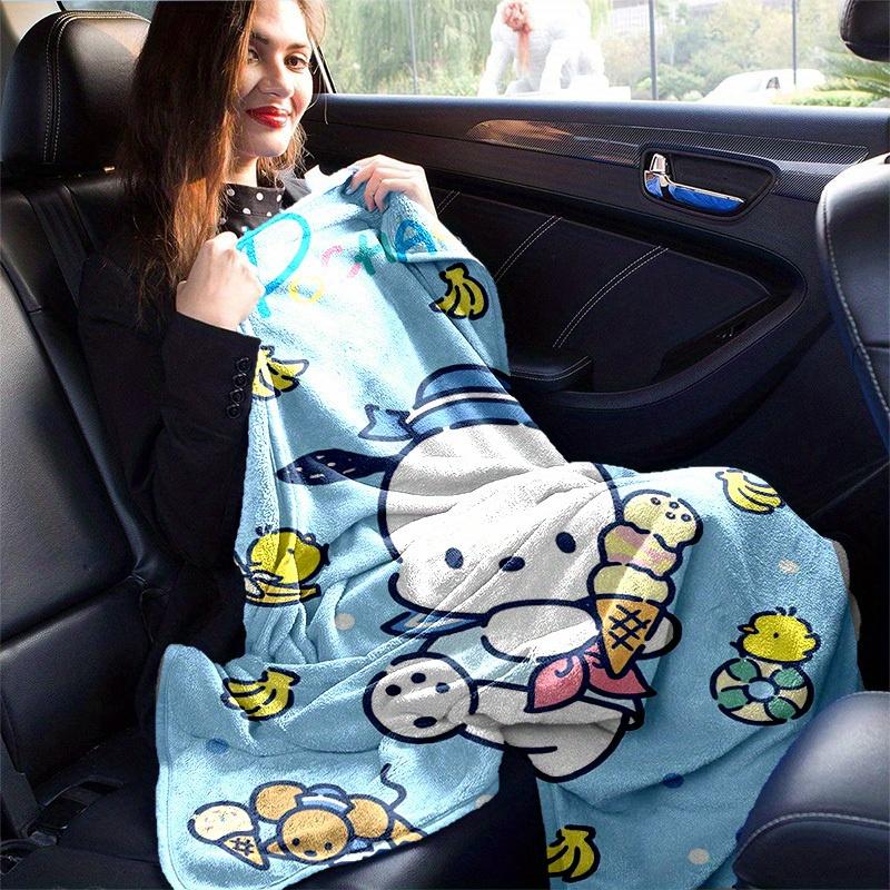 1pc, Sanrio Cute Pochacco Home Decor Blanket: Soft Flannel Throw for Bedroom, Living Room, Travel, Camping, Car, Beach & Office Naps, Perfect Gift for