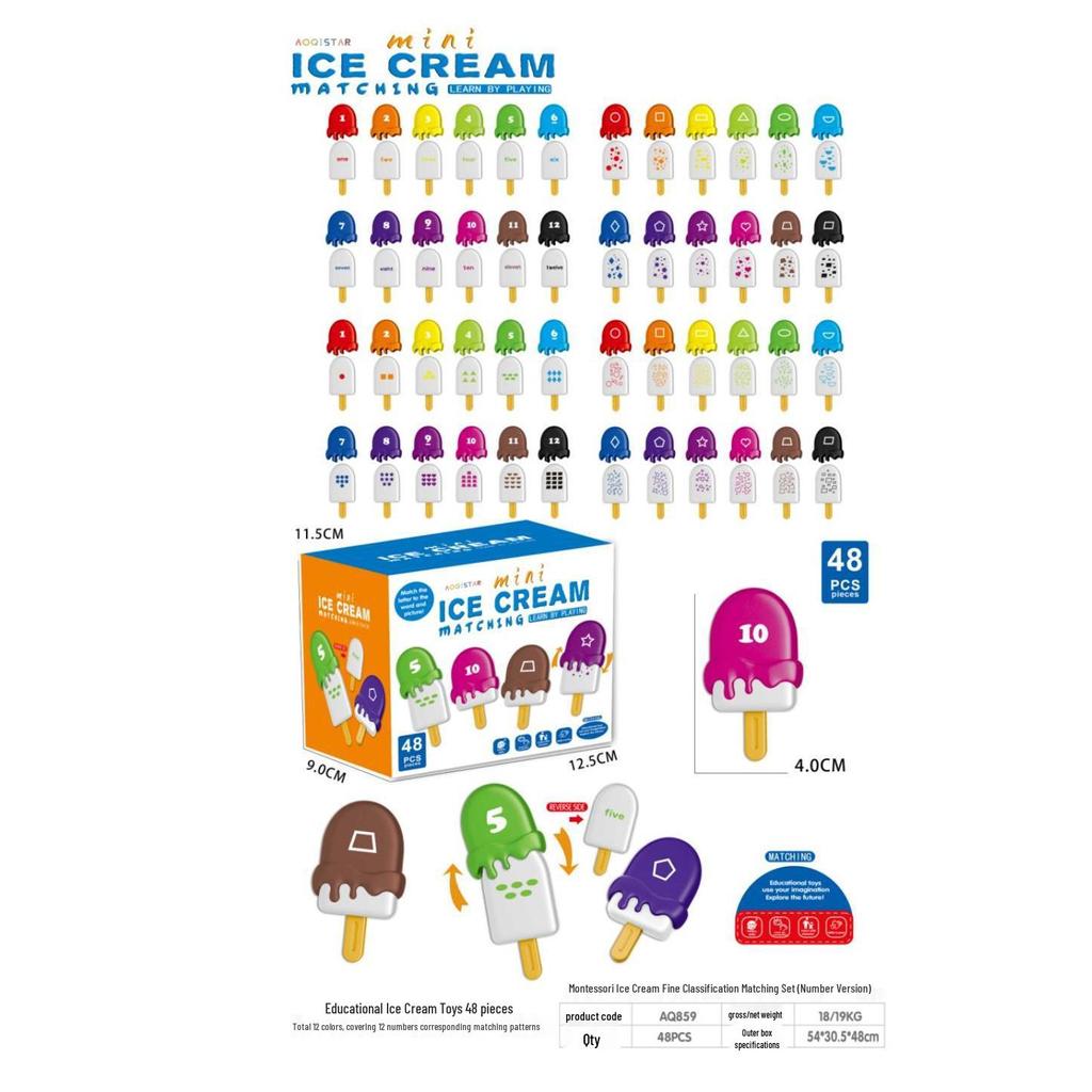 Монтессори Игрушка для сопоставления слов и цветов «Эскимо» для раннего развития