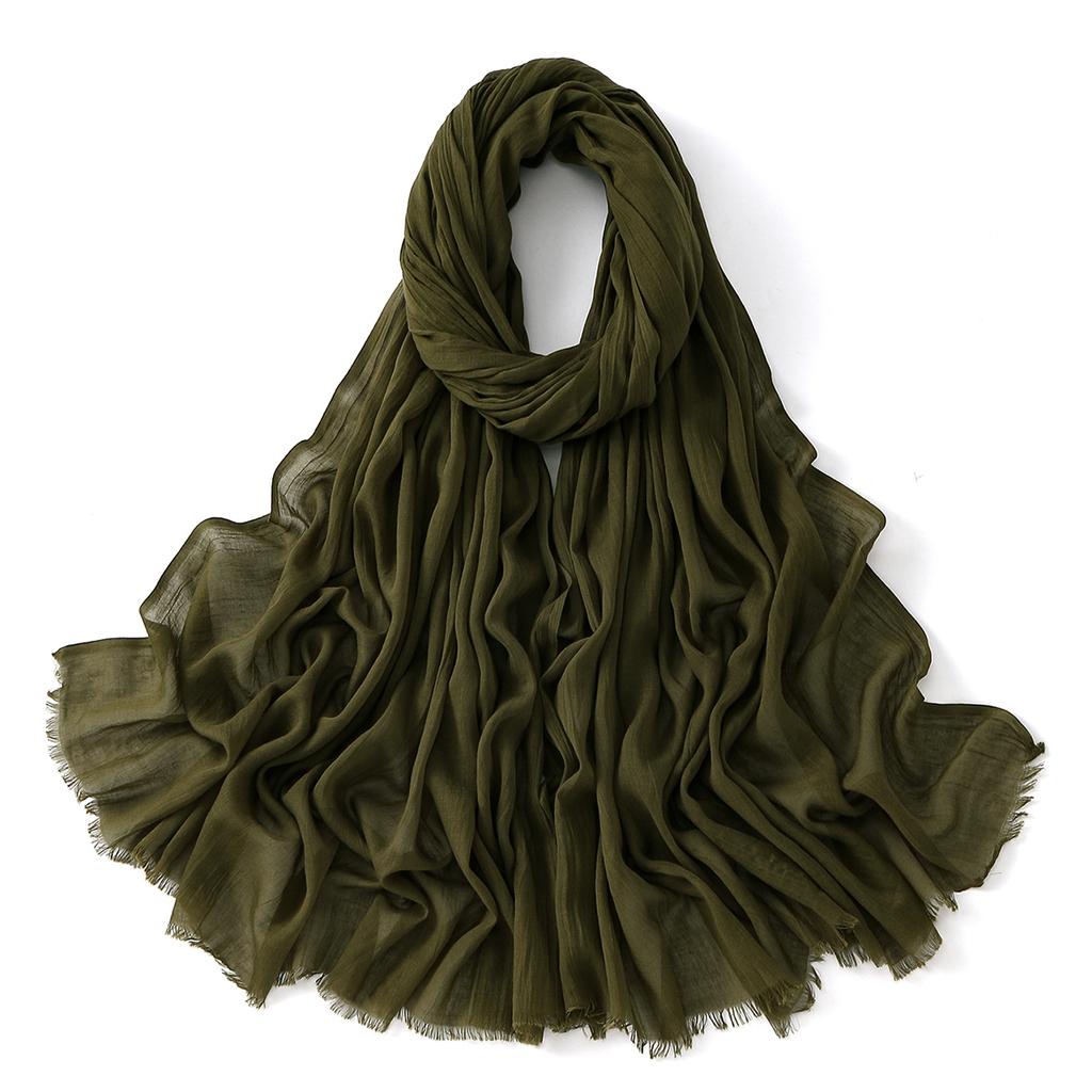 Muslim Cotton Rayon Hijab Solid Color Plain Scarf Women Soft Cotton Viscose Thin Voile Shawl Remove Edge Headscarf Turban
