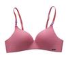 Popular French simple British ice silk bra one-piece thick cup girl gathering steel rimless underwear