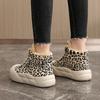 TUINANLE Winter Plush Casual Platform Shoes Woman Sneakers Slip On Shoes Women Flock Leopard Print Chunky Sneakers