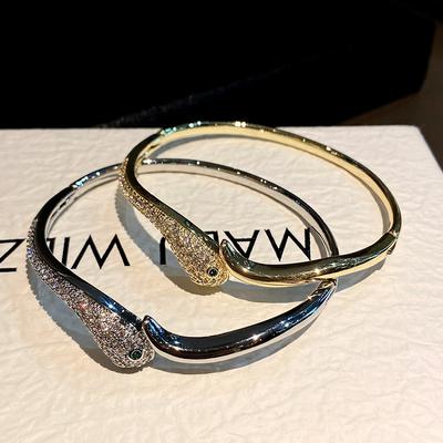 Браслет из циркония и змеевика, преувеличенный браслет, легкая роскошь, высококачественный наконечник