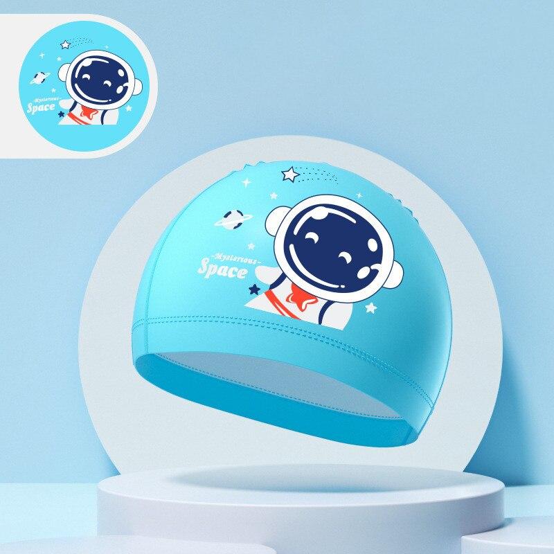 Детские шапочки для плавания для мальчиков и девочек, детская милая шапочка для плавания с героями мультфильмов, высокоэластичная водонепроницаемая шапочка для защиты ушей из искусственной кожи