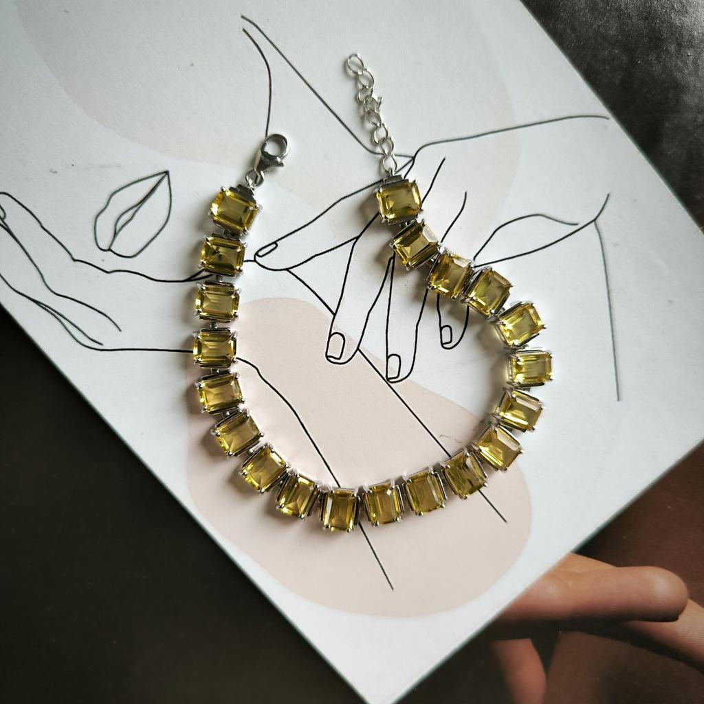 Серебряный браслет с цитрином nano, вес изделия 15,88 гр (2190752)