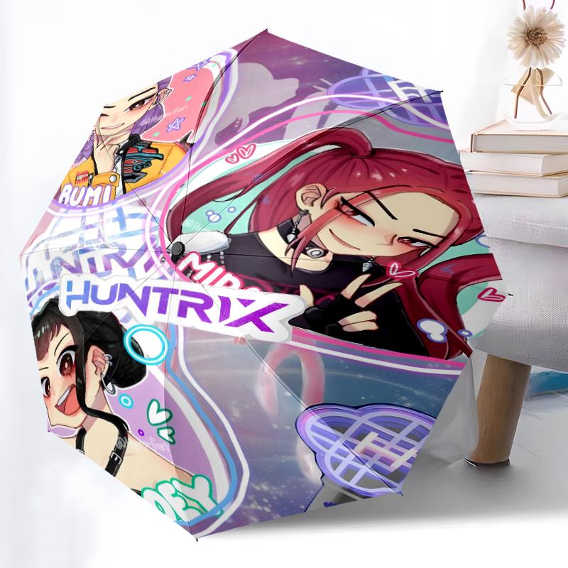 1pc Sturdy 8-Bone Auto Umbrella, Kpop Dem Umbrella, Digital Printed, Foldable Umbrella for On-the-Go Outdoor Use