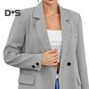 Women Fall Spring Suit Coat Formal Business Style Button Closure Cardigan Solid Color Plus Size Loose Lapel Long Sleeve Pockets OL Commute Jacket