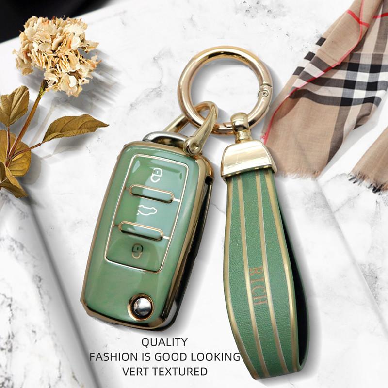 Luxurious Remote Car Key Case Cover For Volkswagen Polo Golf Passat Tiguan Beetle Bora Jetta For Skoda Octavia For Seat