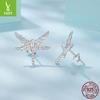 S925 Sterling Silver Winged Dragonfly Stud Earrings, Niche High-End Ear-To-Ear Design Stud Earrings.