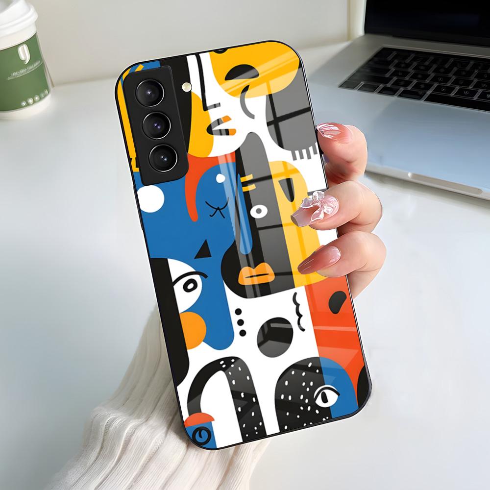 Абстрактный чехол для телефона в стиле Пикассо для Samsung A56 A36 A26 A16 A15 A25 A35 A55 A14 A34 A24 A54 Стеклянный чехол