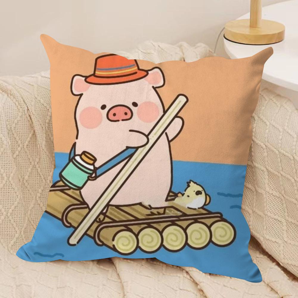 Мультяшная Розовая Наволочка L-Lulu Pig из Шелковистого Короткого Плюша, Двусторонняя Печать, для Подушки на Диван, Декор для Дома на Все Сезоны, Подарок
