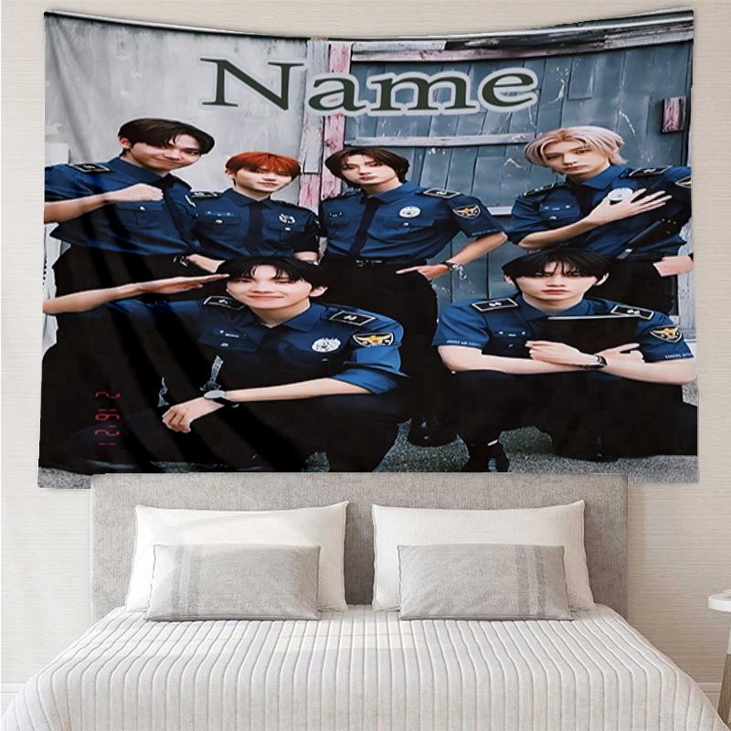 Custom Name BOYNEXTDOOR Print Tapestry, Backdrop, Easy Setup, Ideal for Bedroom, Office & Living Room, with Aesthetic Wall Hanging Decor.