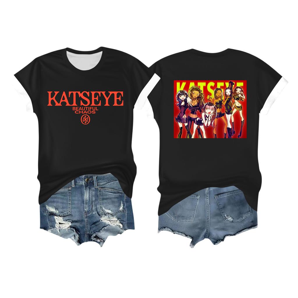 Women's Casual Printed T-shirt Round Neck Pullover Short Sleeve Top