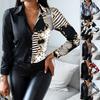 Large Size Single Breasted Temperament Leopard Lapel Blouse