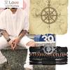 Vnox Mens Leather Bracelet Set ,Compass Life Tree Leaf Charm Bangle For Boys ,Black Vintage Punk Holiday Pu Wristband Gift