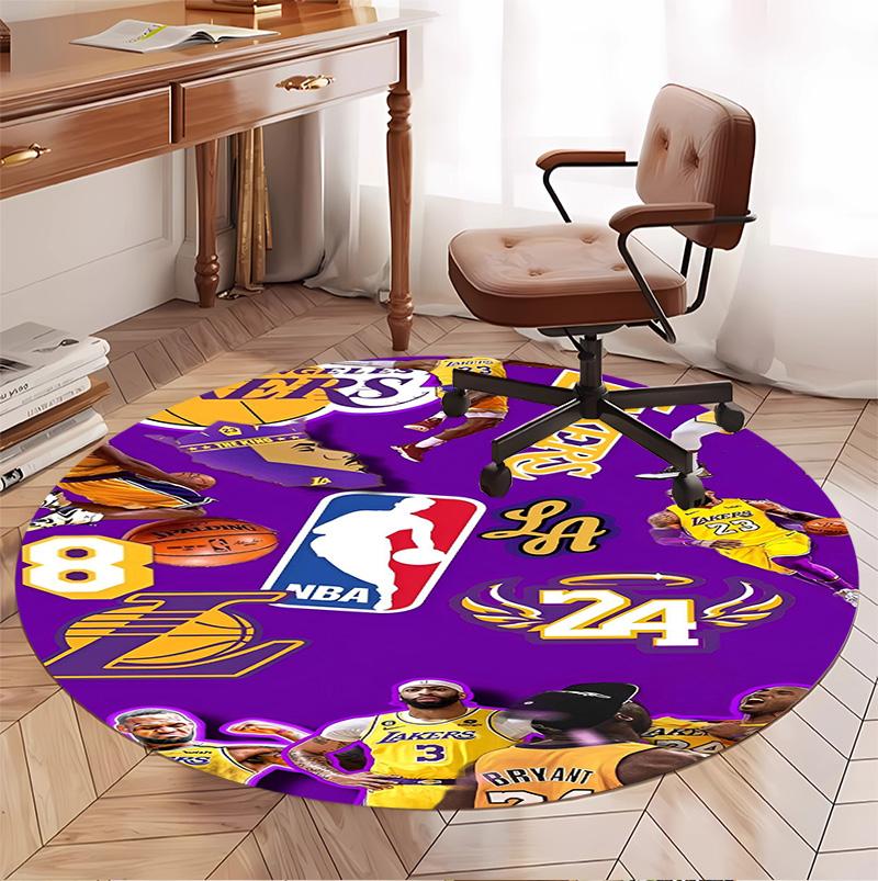 NBA Pattern Round Rug, Indoor/Outdoor Mat, for Picnic, Gameroom, Bedroom, Office, Living Room, Home Decor Carpet, Birthday Gift