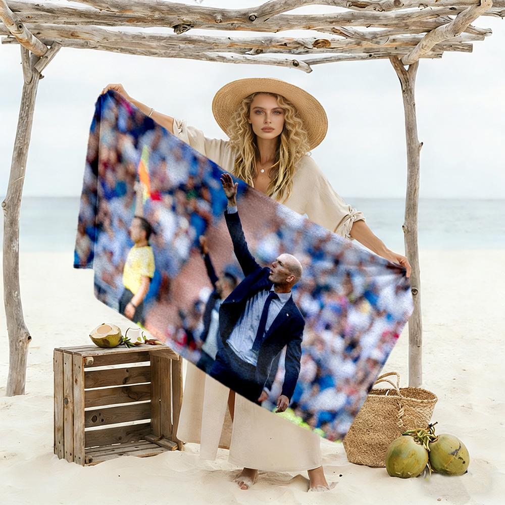 Soccer Player Action Beach Towel Quick-Dry Soft Microfiber Comfortable Lightweight