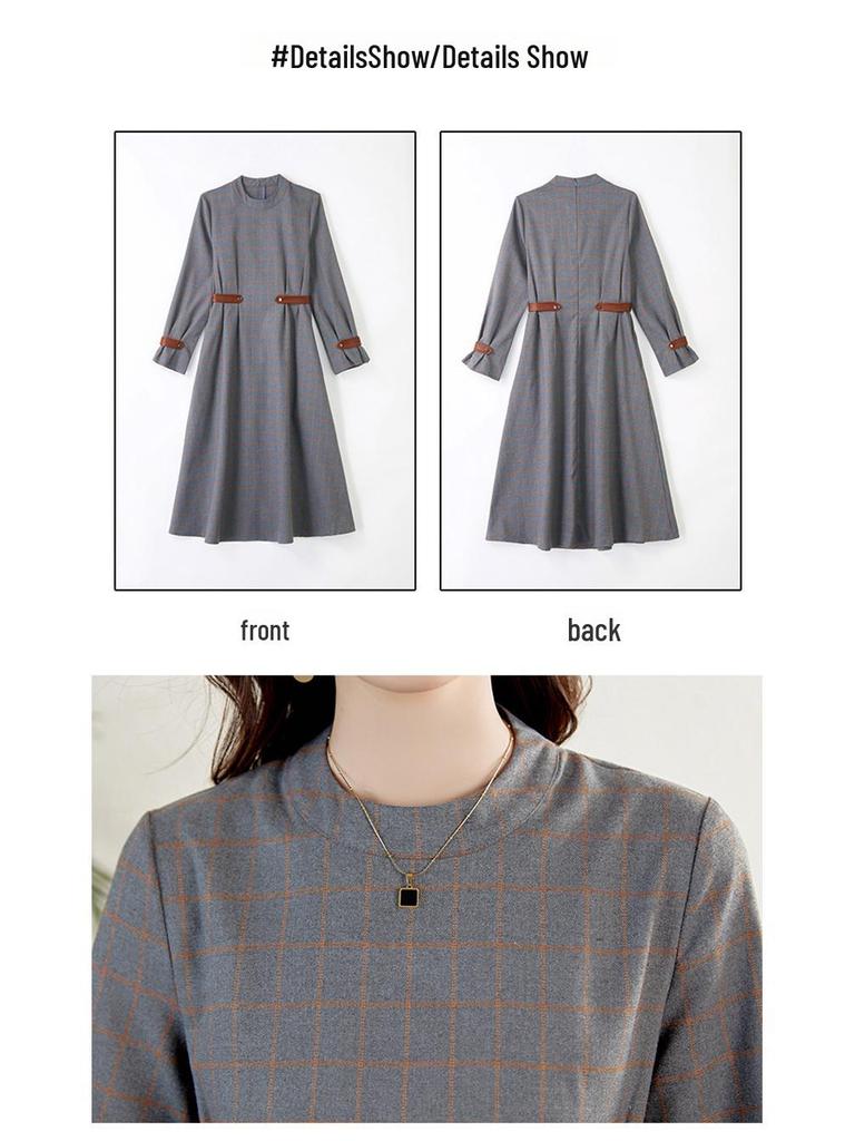 Женское клетчатое платье миди в корейском стиле, осень 2022 г. — стройнит и элегантно