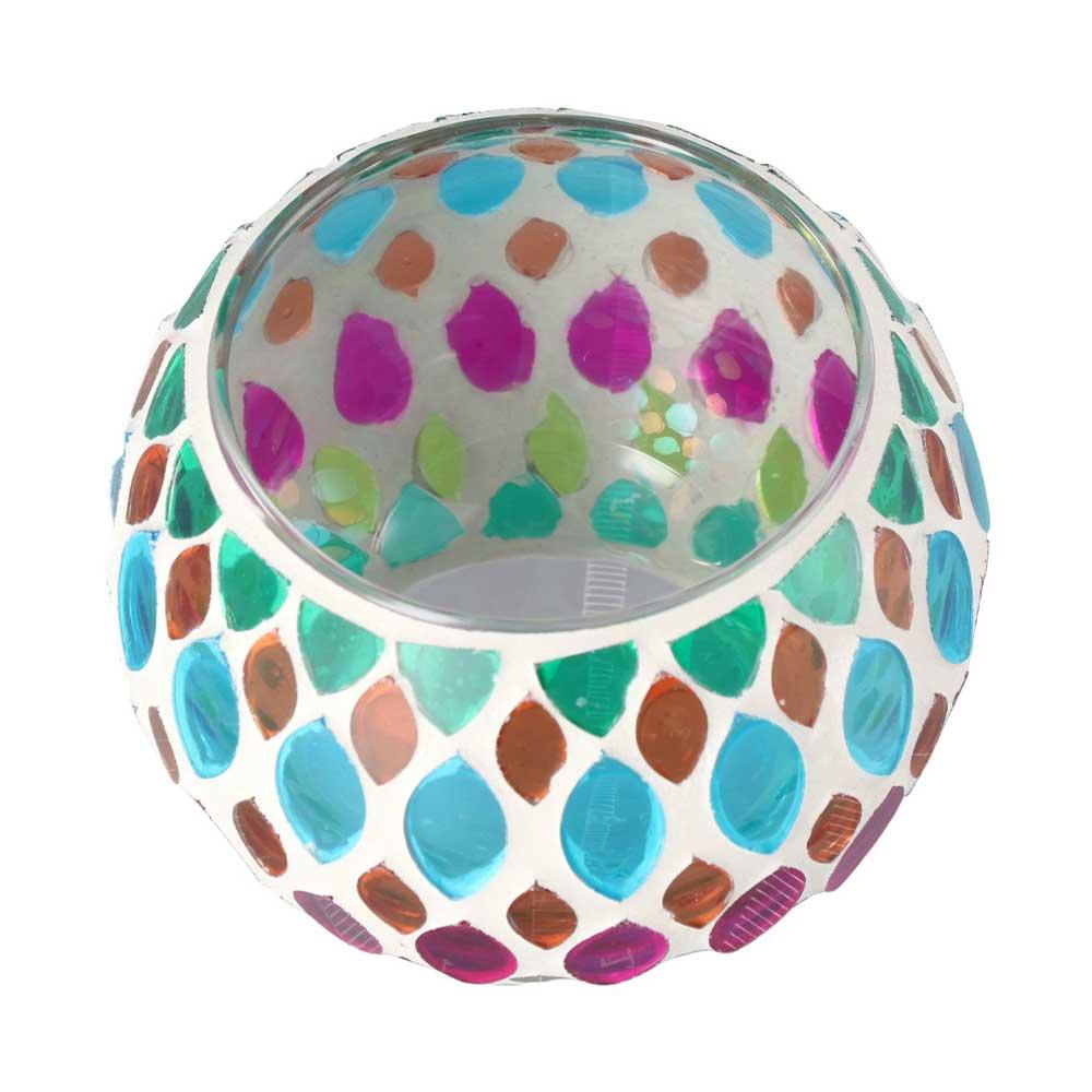 Mosaic Glass Tabletop Tea Light Centerpiece Candlestick Home Decor Candle Holder Candle Jar