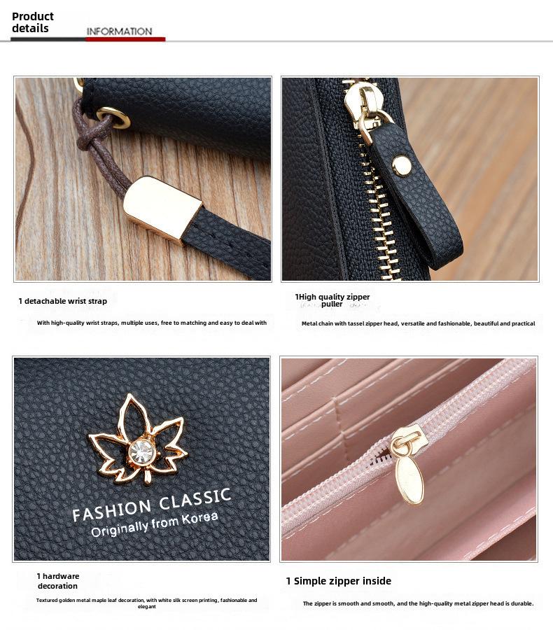 Women's Fashion Long Zipper Wallet - Large Capacity Clutch with Litchi Pattern and Mobile Phone Pocket