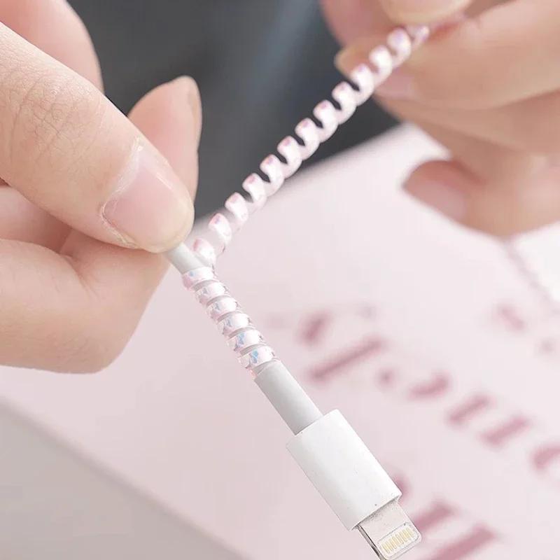1,6 м USB-кабель для зарядки и передачи данных, Защита для провода, Пружинная обмотка, Защита кабеля, Органайзер для намотки кабеля, Для домашнего рабочего стола