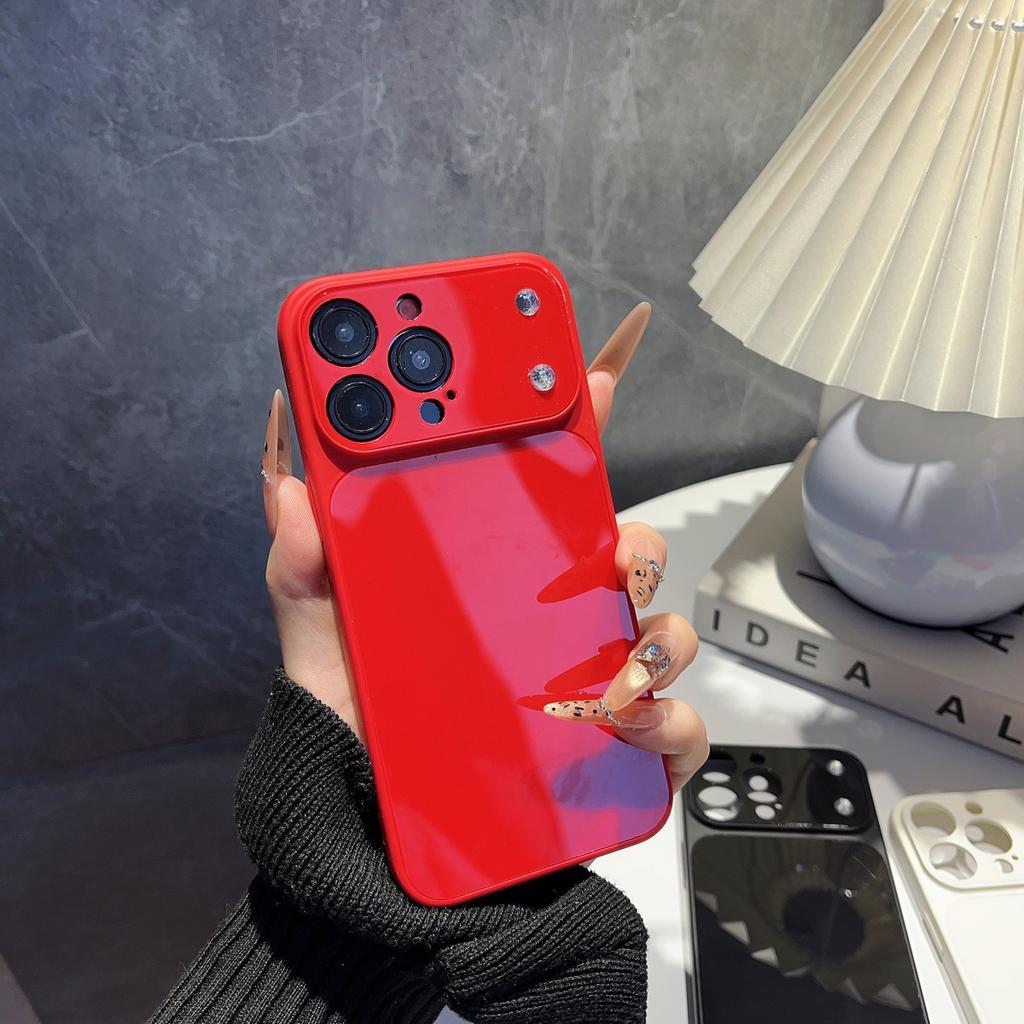 Glossy Acrylic Official Color Phone Case For iPhone 17 Air 16 15 14 Plus 13 Pro Max Large Window Camera Protection Cover