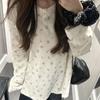 Женская вафельная футболка-henley Повседневная с длинным рукавом На пуговицах Свободная