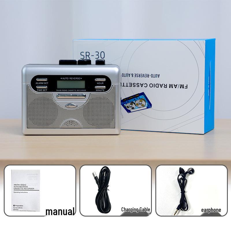 Портативный кассетный плеер Walkman со встроенным динамиком и многодиапазонным радио для прослушивания и воспроизведения на английском языке. Идеально подходит для студентов.