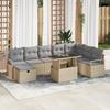 VidaXL 9-Piece Garden Sofa Set with Cushions Beige Poly Rattan 3359817