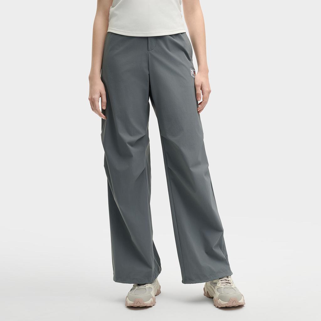 Fila X MAISON KITSUNE Original Fashion Stretch Simple Comfortable Woven Wide-Leg Cool Casual Pants Women Pants Green Wood-Gray F11W529803F-DY