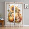 Autumn Pumpkin Squirrel Sunflower Sheer Curtains For Living Room Bedroom Tulle Curtain For Kitchen Voile Curtain Blind Panels