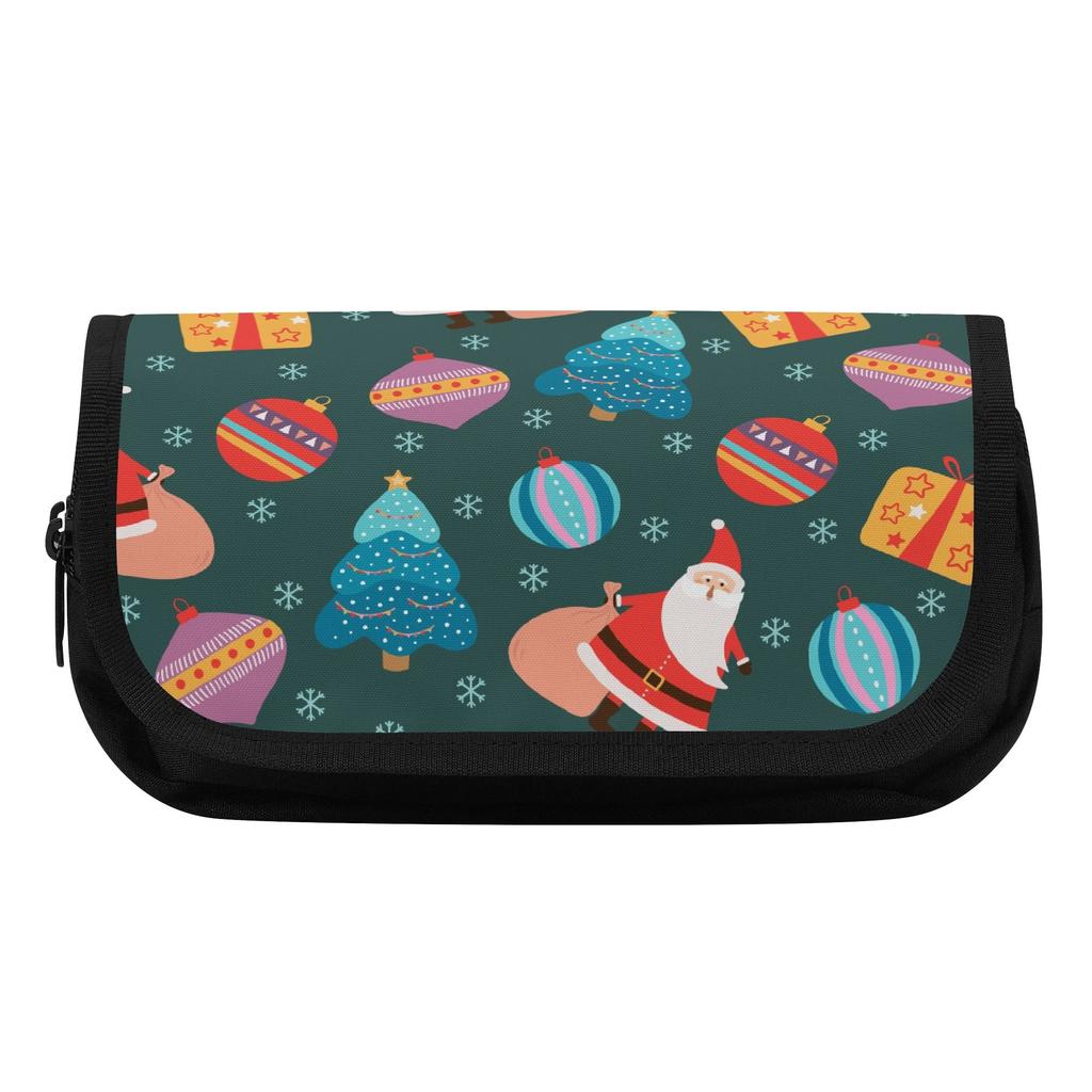Pencil Bag 300D Polyester Double Layer Metal Zipper with Two Compartments for Pens Ruler Scissors Students for School and Study