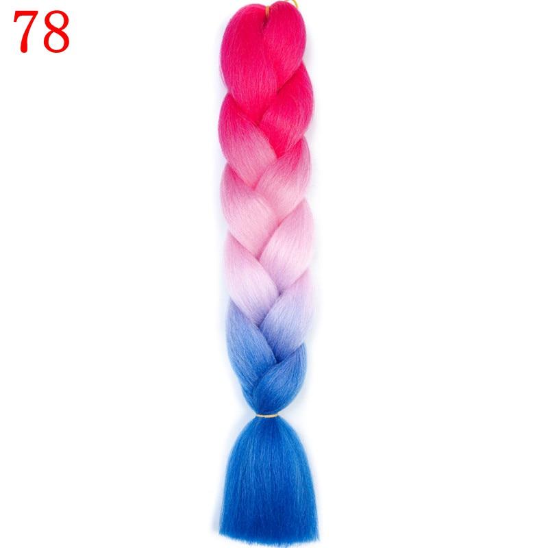 Ombre Braiding Hair Extensions 24inch 115g Synthetic Jumbo Braids Hair Fiber Pink Purple Blue Green
