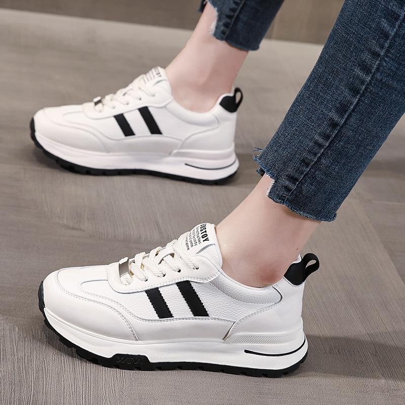 2026 spring new leather sneakers women's platform casual dad Forrest Gump shoes