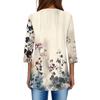 3/4 рукава кармана топы для женщин футболка повседневный принт средней длины топы футболка круглый вырез пуловер блузка