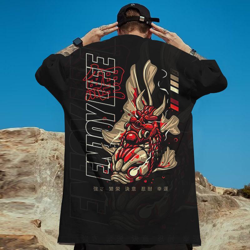 Мужские футболки с 3d японским принтом «Призрачный воин», мужская футболка, футболки в стиле хип-хоп, футболка большого размера, мужская одежда, винтажные уличные топы 2024