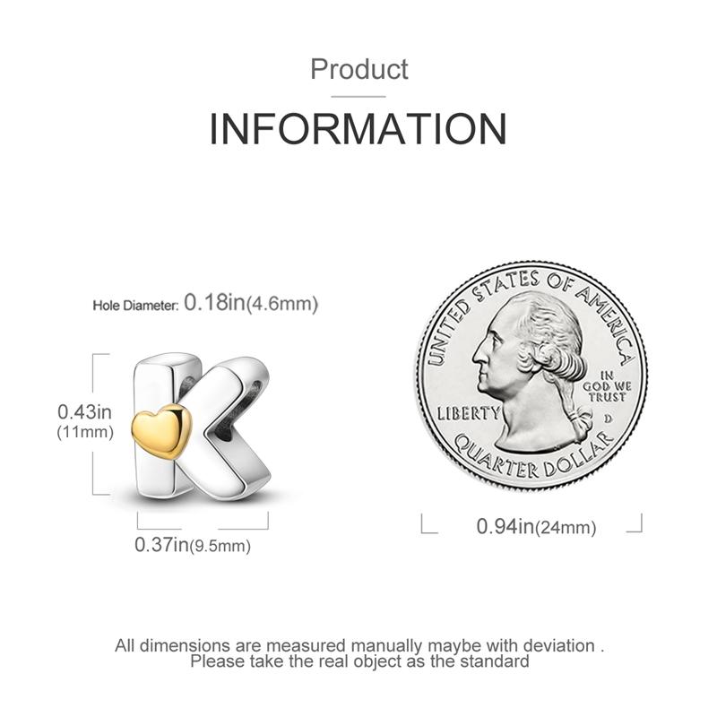 Шармы Оригинальные Сердце Серия Английский Алфавит Бусина Подходит для Браслетов Ожерелье Женский Шарм Медь Роскошь Сделай Сам Ювелирные Изделия Подарки