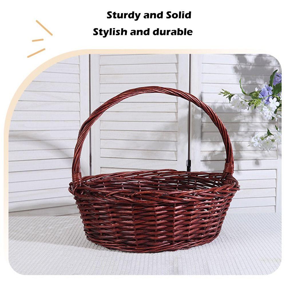 Brown White Handhold Weaving Basket With Handle Braided Basket Storage Baskets  Home Storage