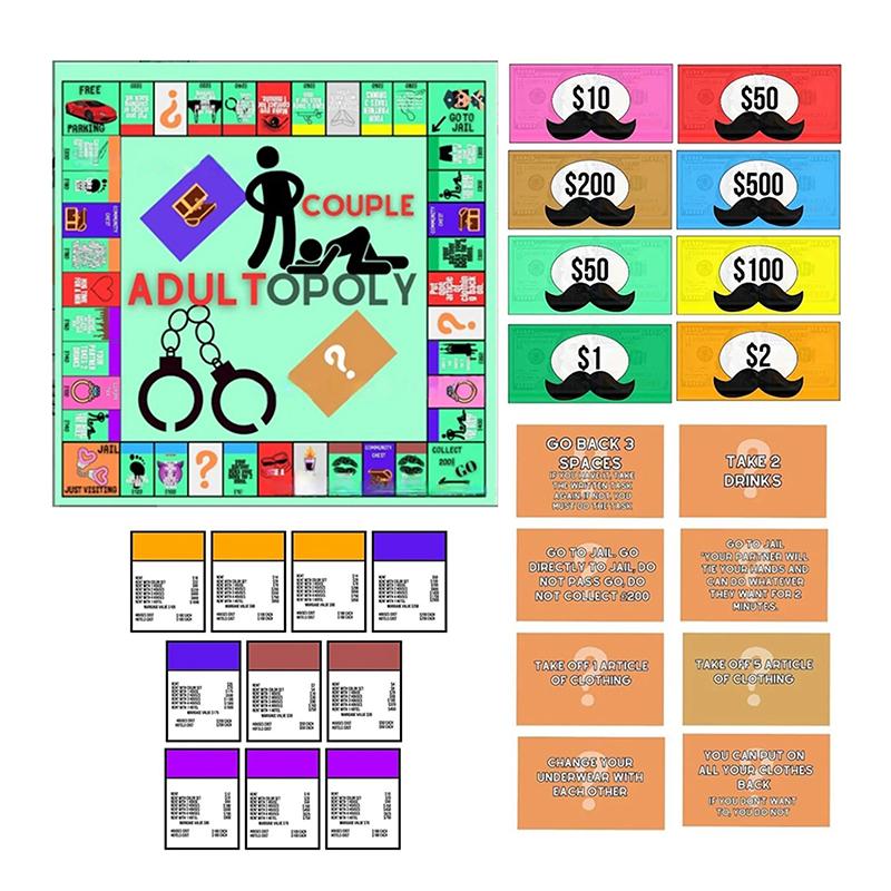 Adultopoly Настольная игра Пары Adultopoly Игра для свиданий на ночь Веселая интерактивная карточная игра для отношений Карты для разговоров для пар