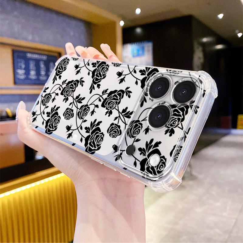 Горячая распродажа на Amazon эскиз розы для iPhone14plus прозрачный мягкий чехол Apple 17 противоударный ТПУ чехол