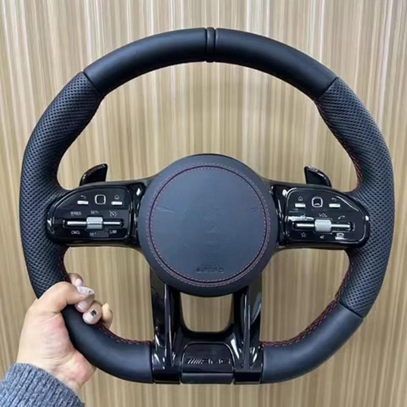 Car Steering Wheel Cover Black Suede Leather Braid For Mercedes Benz AMG CLA CLS GLB GLE W177 W167 R190 W205 W222