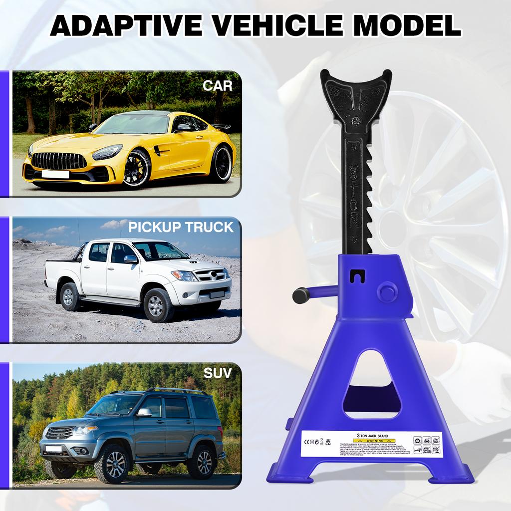 DayPlus 2 шт. 3 тонные сверхпрочные стальные осевые стойки для автомобиля, фургона, 9-ступенчатый регулируемый диапазон 290-430 мм, инструмент для ремонта и подъема, подставка-домкрат